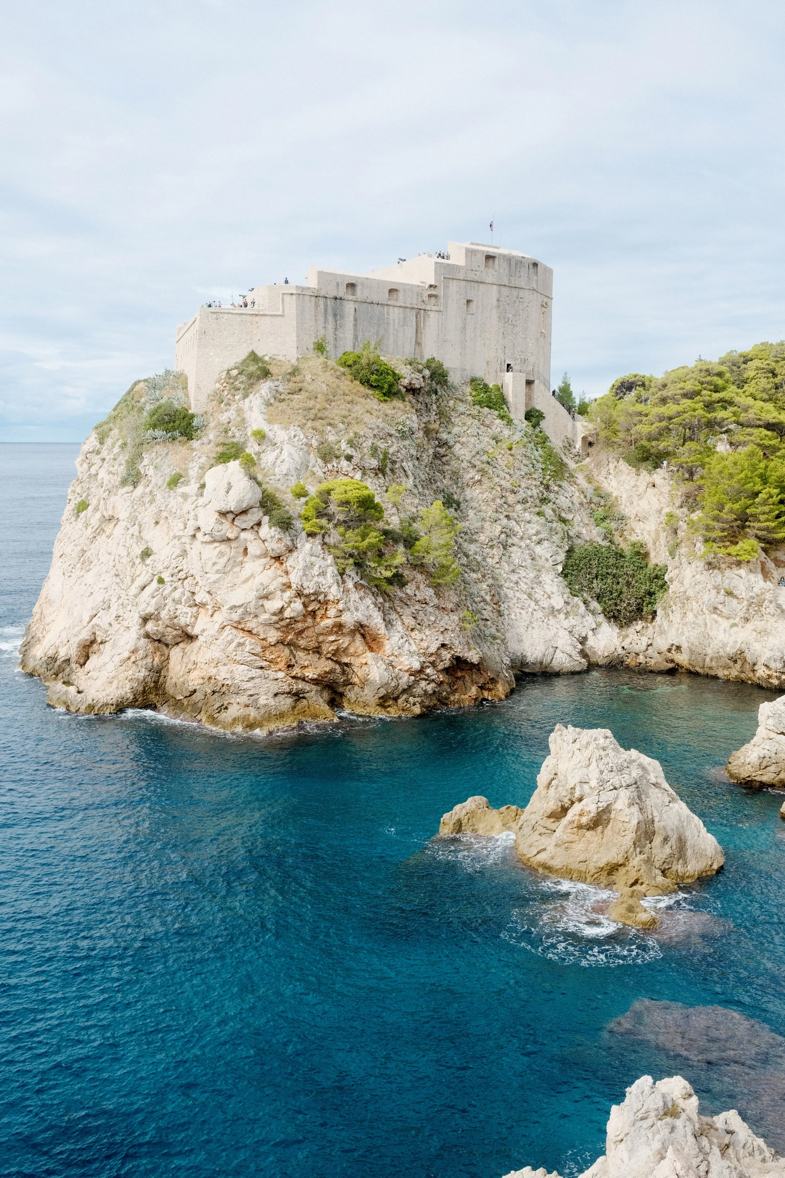 Fort Lovrijenac perched on a seaside cliff outside Dubrovnik's walls