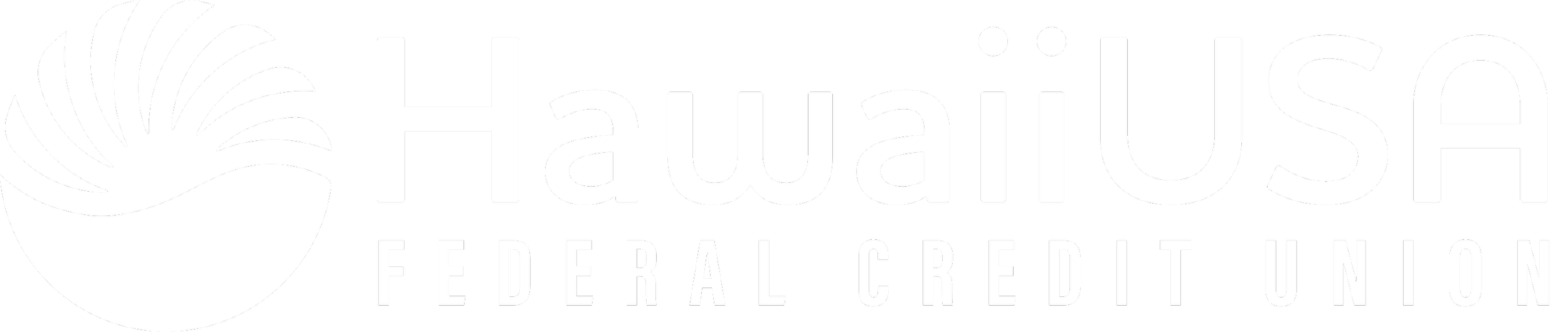 HawaiiUSA Federal Credit Union white logo with radiating fan emblem