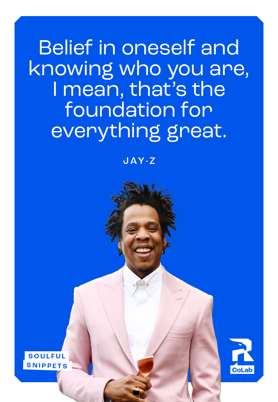 Real Freedom Soulful Snippets social graphic with Jay-Z quote on blue