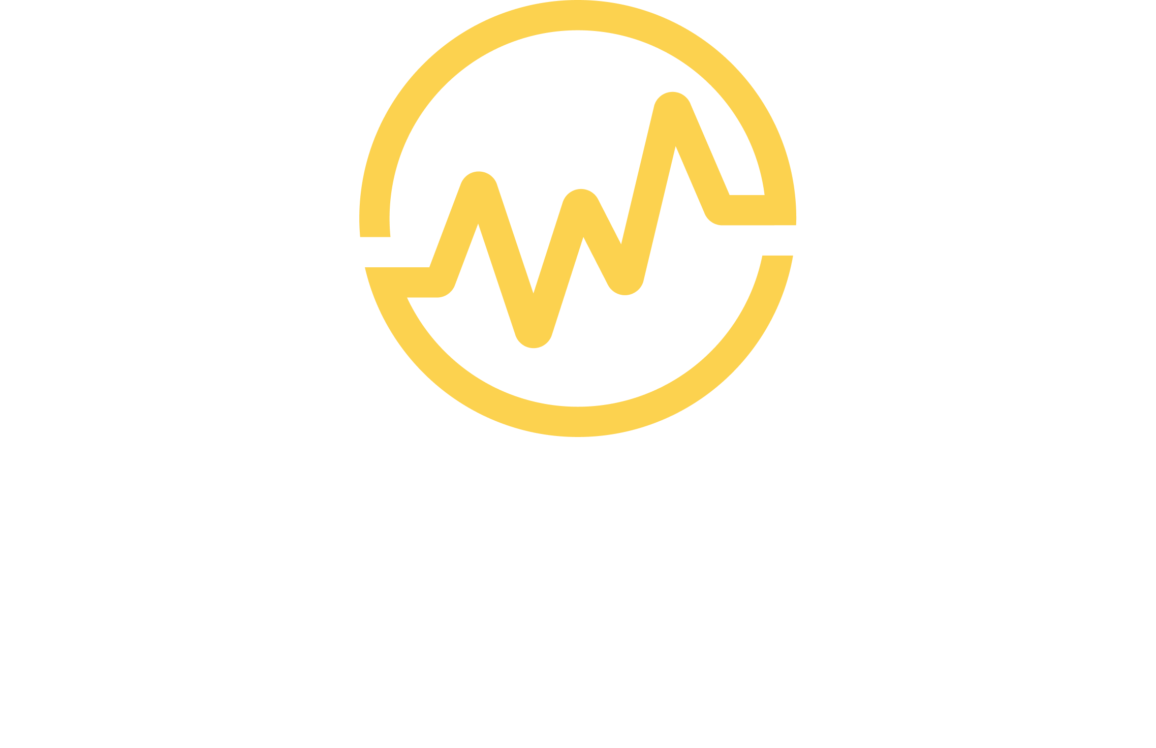 WealthFit logo with a yellow pulse-line circle icon above the white lowercase wordmark